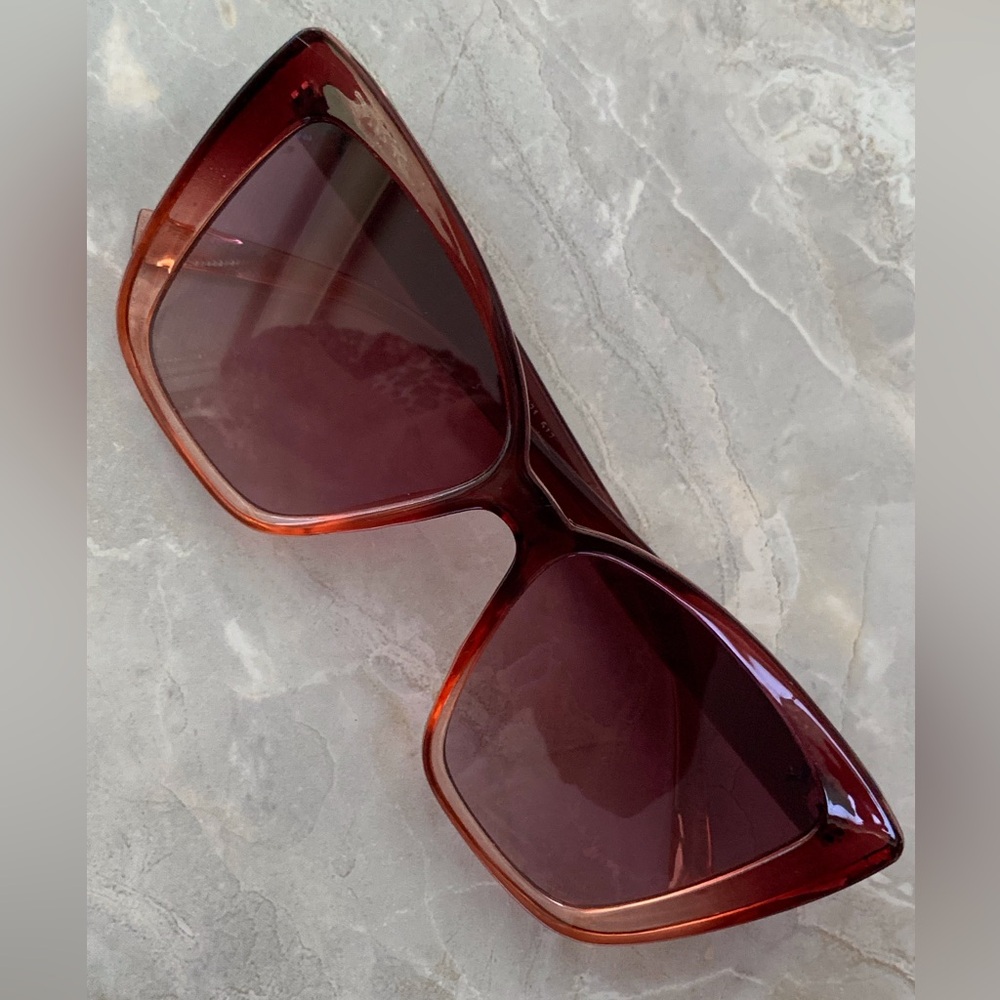 Kendall & Kylie Oversized Beveled Butterfly Burgundy Sunglasses